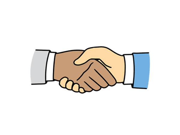 Illustration of two hands shaking, indicating that Hive will make you ready for work