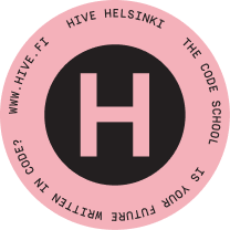 Round pink color sticker featuring the letter H from the Hive logo