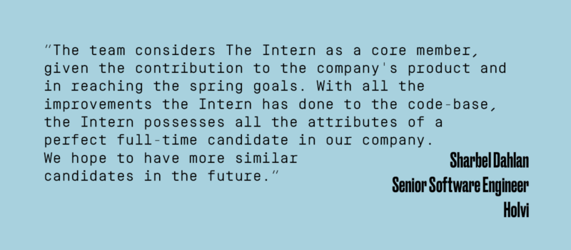 Quote by Sharbel Dahlan, Senior Software Engineer, Holvi