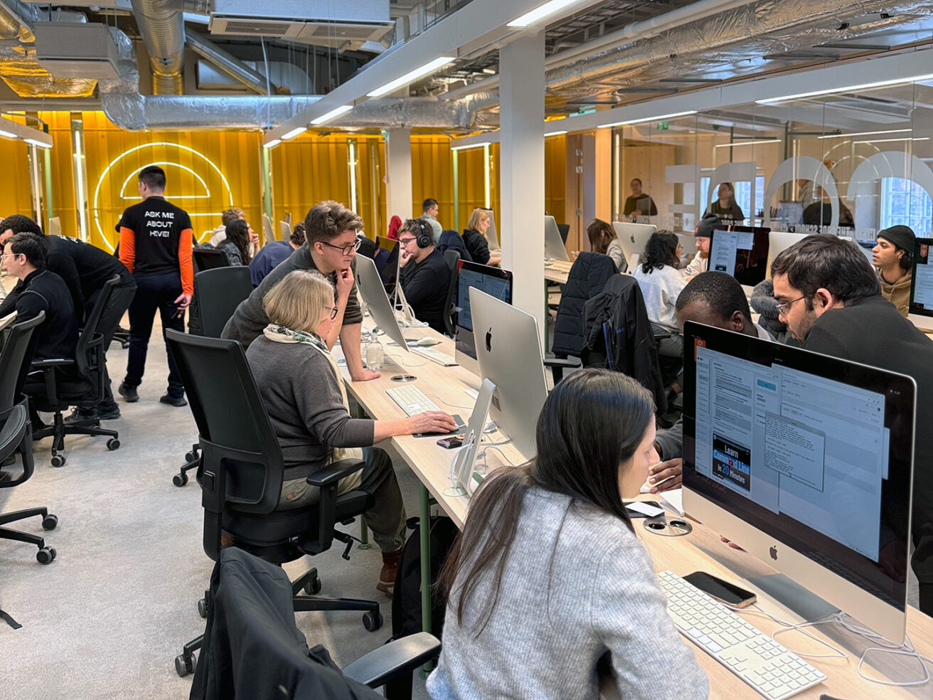 Selection Sprint applicants working together at Hive during a collaborative sprint day